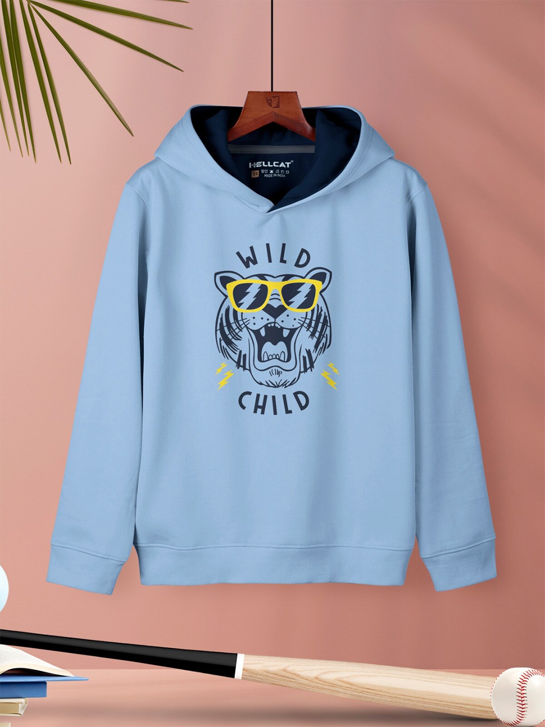 

HELLCAT Girls Graphic Printed Hooded Pullover Sweatshirt, Blue