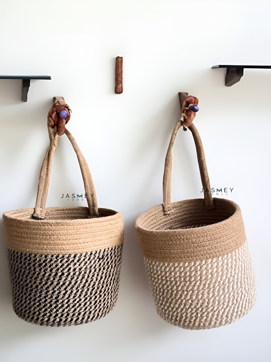 

JASMEY HOMES White & Black 2 Pieces Self Design Outdoor Multi-Utility Hanging Organiser