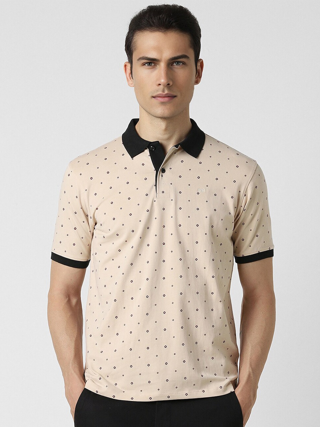 

Peter England Geometric Printed Polo Collar T-shirt, Beige