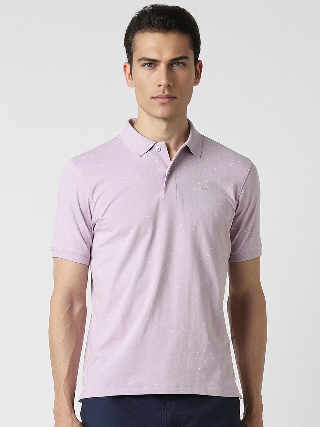 

Peter England Geometric Printed Polo Collar Casual T-shirt, Purple