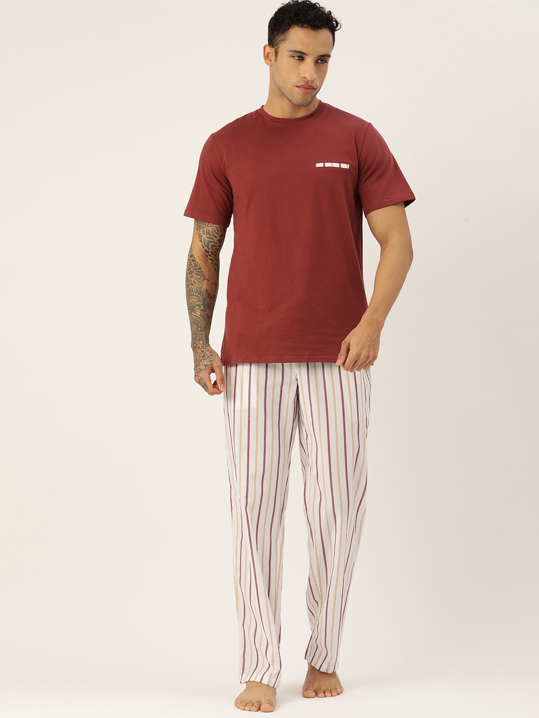 

ETC Men Pure Cotton Night suit, Maroon