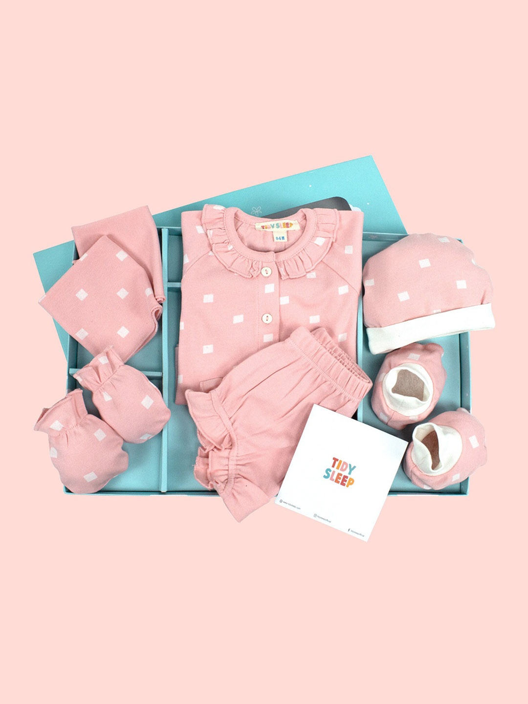 

TIDY SLEEP Infants Kids 6 pieces Pure Cotton Baby Apparel Gift Set, Pink