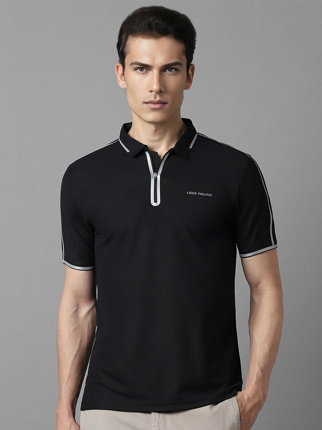 

Louis Philippe Polo Collar Cotton T-shirt, Black