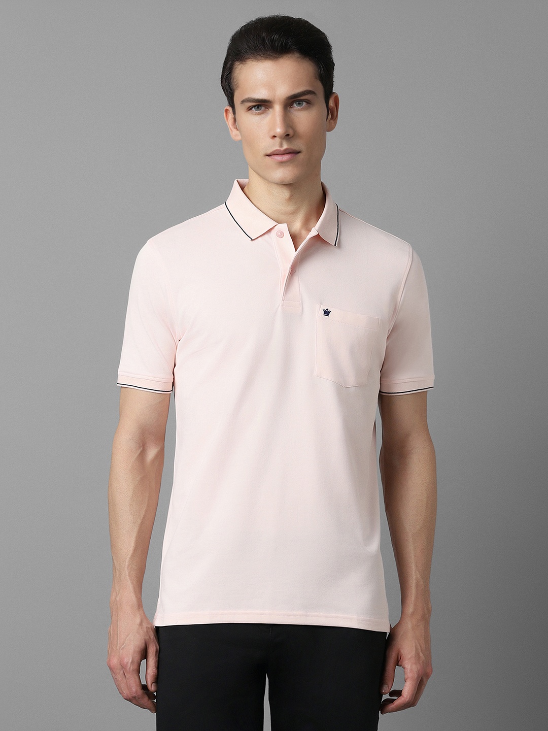 

Louis Philippe Men Polo Collar Pockets T-shirt, Pink