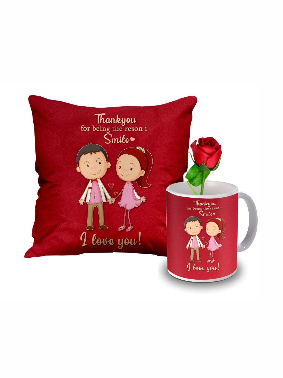 

ME & YOU Red & White 3 Pieces Printed Home Gift Set