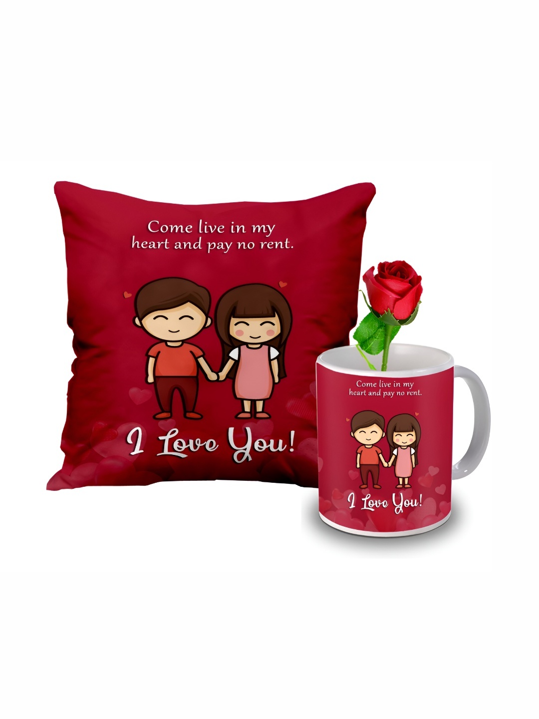 

ME & YOU Red & White 3 Pieces Printed Home Gift Set