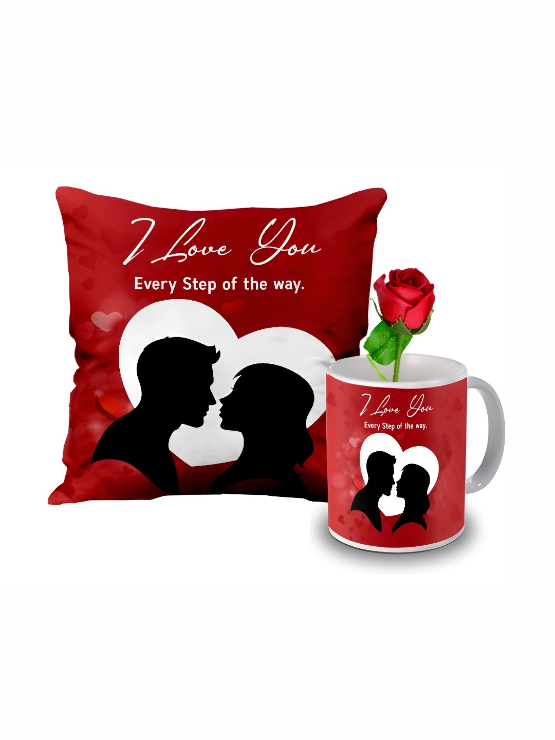 

ME & YOU Red & Black Cushion Rose & Mug Gift Set