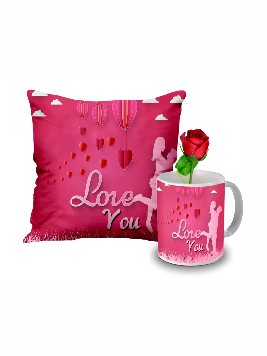 

ME & YOU Pink & White 3 Pieces Printed Home Gift Set