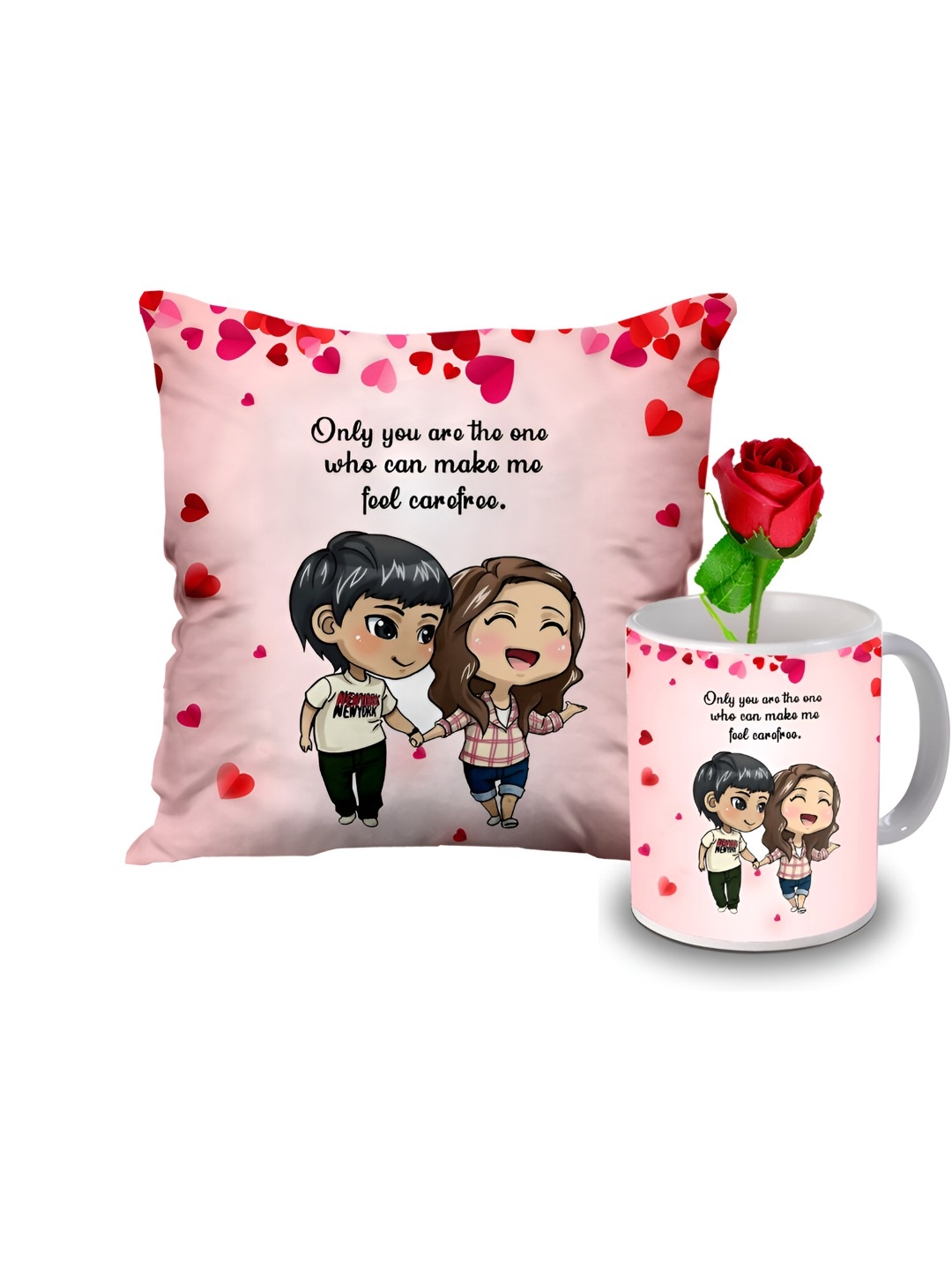 

ME & YOU Pink & Red 3 Pieces Printed Home Gift Set