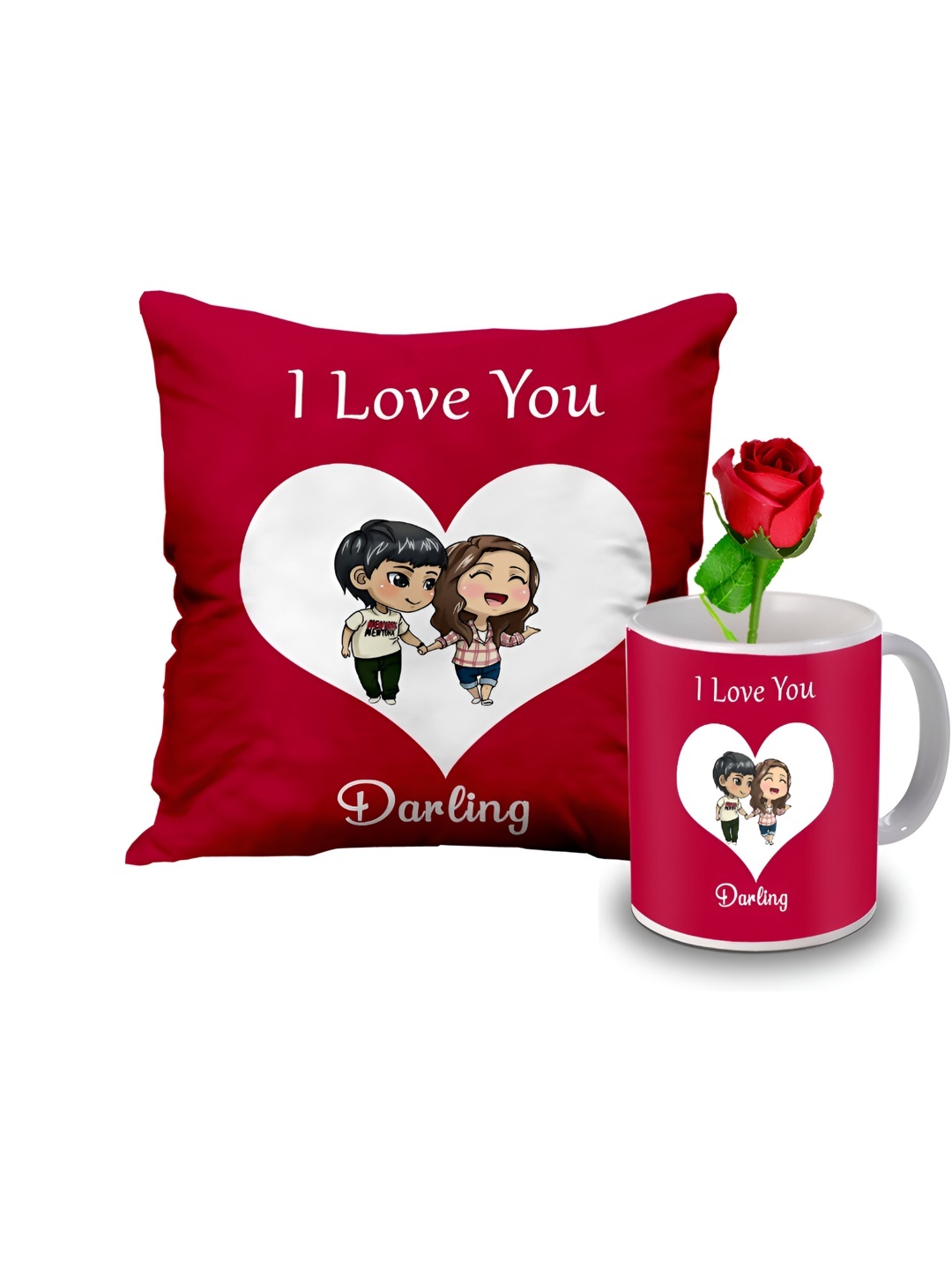 

ME & YOU Red & White 3 Pcs Printed Valentine's Gift Set