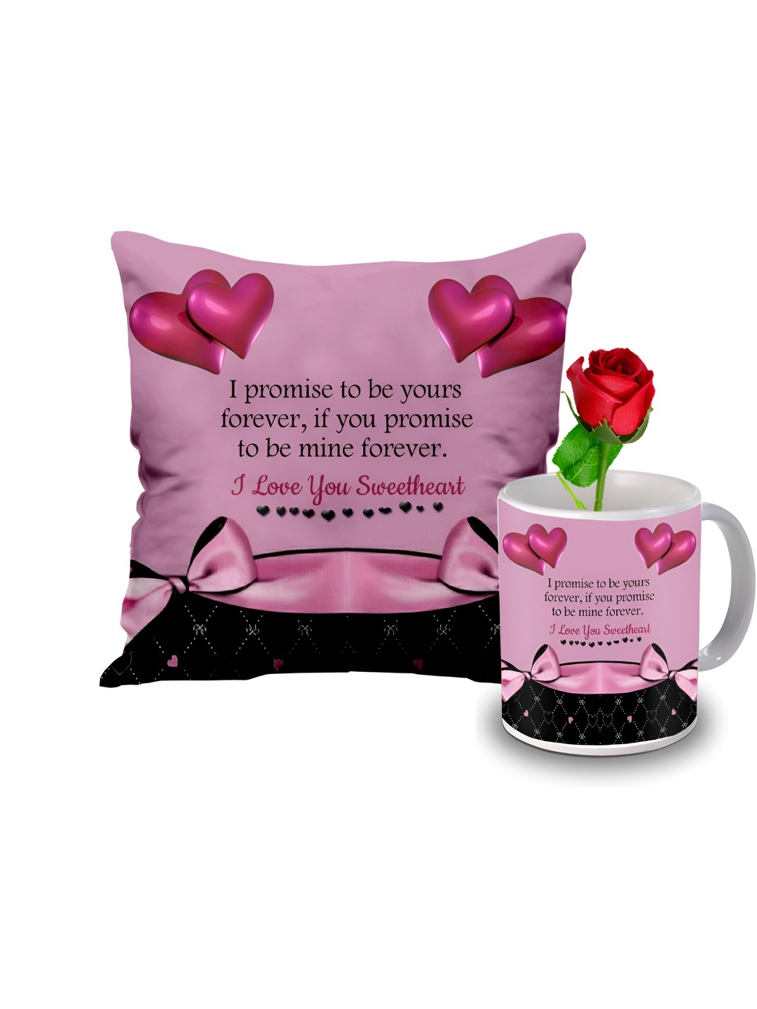 

ME & YOU Pink & Red 3 Pieces Printed Home Gift Set