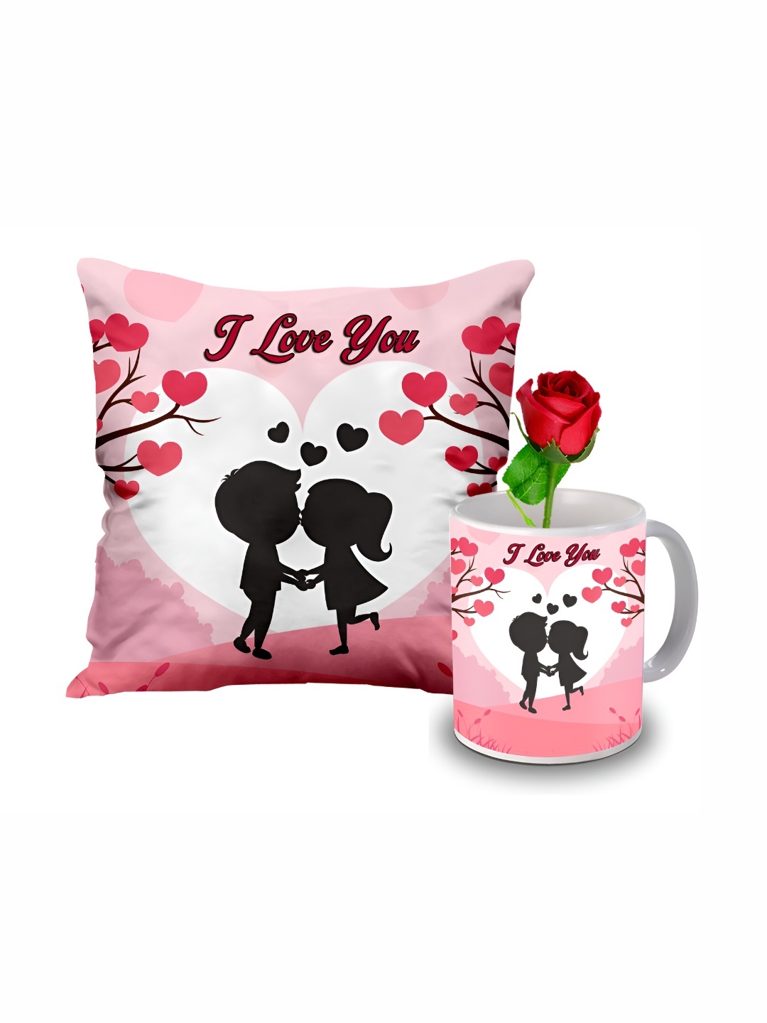 

ME & YOU Pink & Red 3 Pieces Printed Home Gift Set