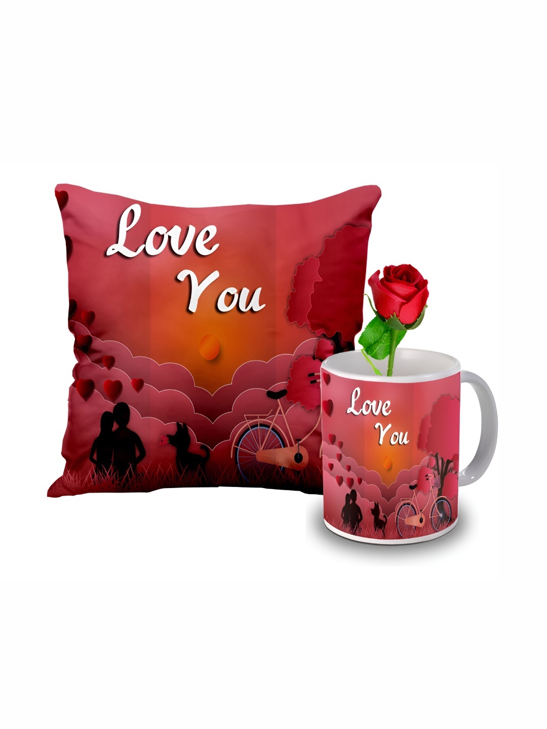 

ME & YOU Red & White 3 Pieces Printed Home Gift Set