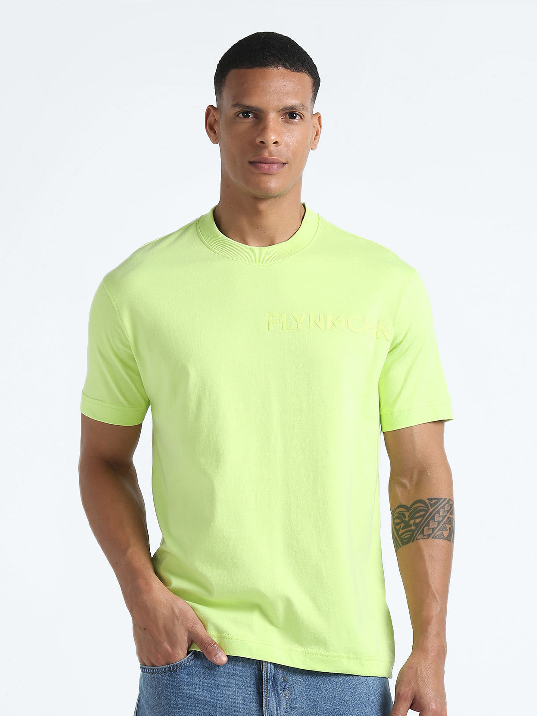 

Flying Machine Cotton Round Neck Short Sleeves T-shirt, Green