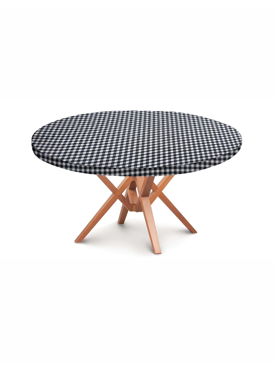 

Stylista White & Black Geometric Round Fitted Table Cover