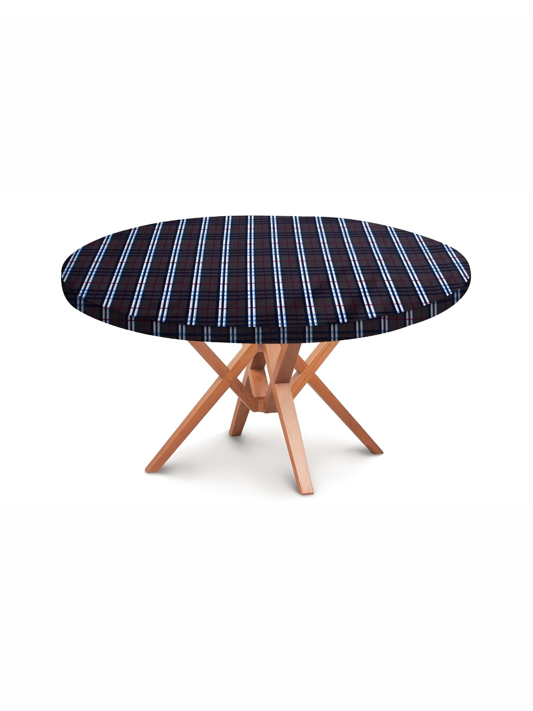 

Stylista Grey & Blue Checked Waterproof Round Elasticated 4 Seater Table Cover