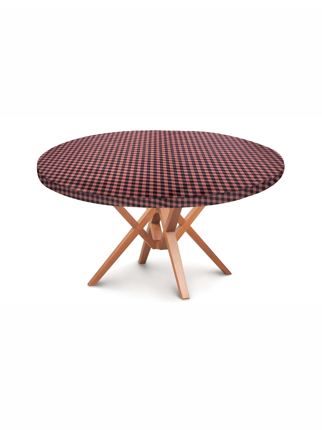 

Stylista Peach & Black Checked Waterproof Round Elasticated 4 Seater Table Cover