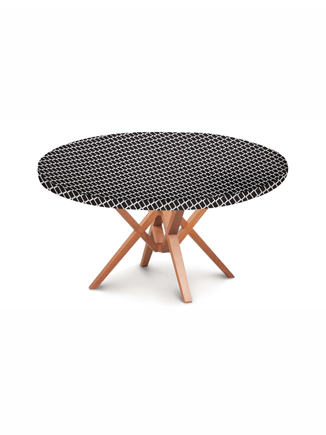 

Stylista Black & White Checked Printed Waterproof Round Elasticated 4 Seater Table Cover