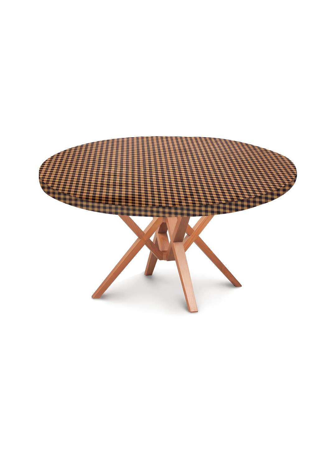 

Stylista Brown & Black Checked Waterproof Elastic Round 4 Seater Table Cover