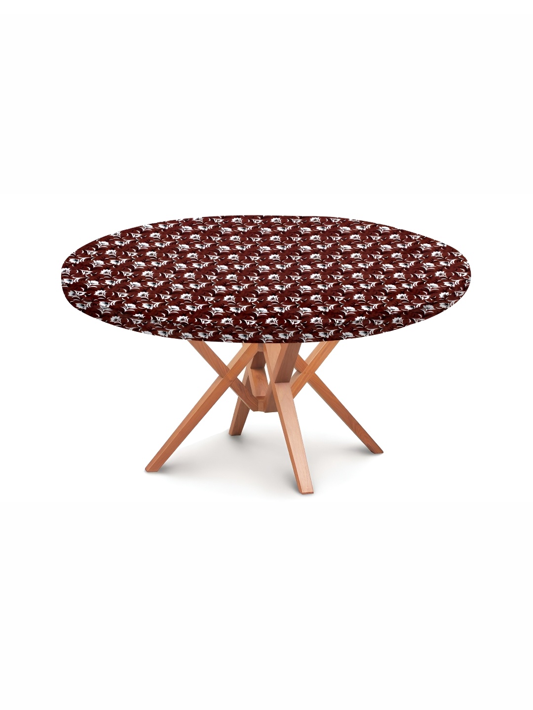 

Stylista Brown & White Floral Printed Waterproof Elastic Round 4 Seater Table Cover