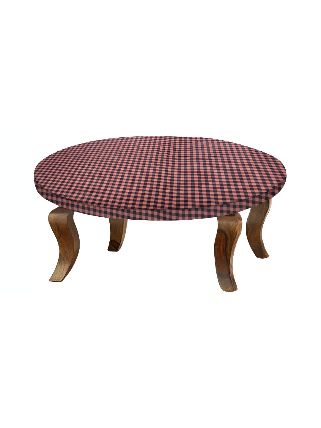 

Stylista Peach & Black Checked Printed Waterproof Elastic Round 2 Seater Table Cover