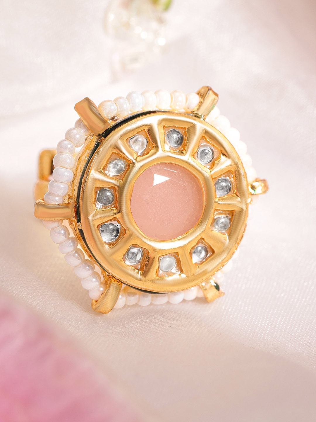 

Rubans Gold-Plated Kundan-Stones Studded Adjustable Finger Ring