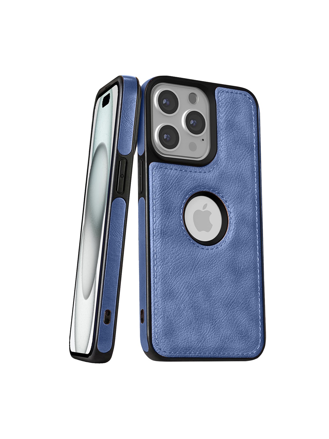 

Karwan Unisex Vegan Leather iPhone 15 Pro Mobile Back Case, Blue