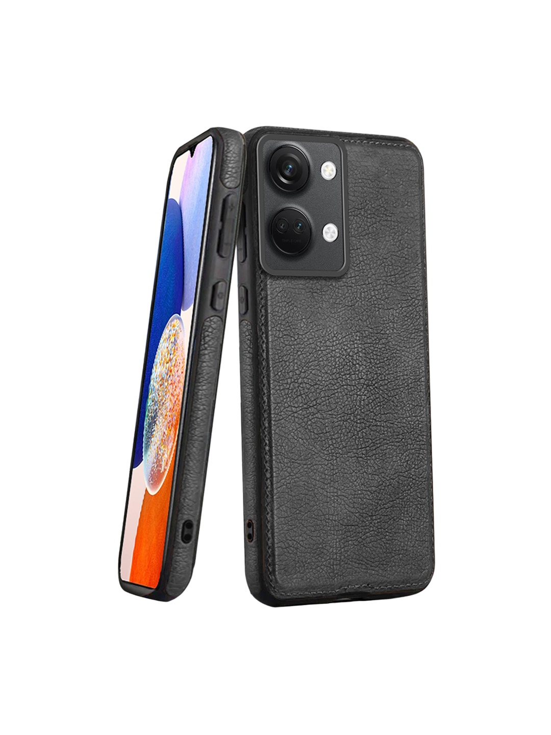 

Karwan Unisex Vegan Leather Oneplus Nord 3 Mobile Back Case, Black