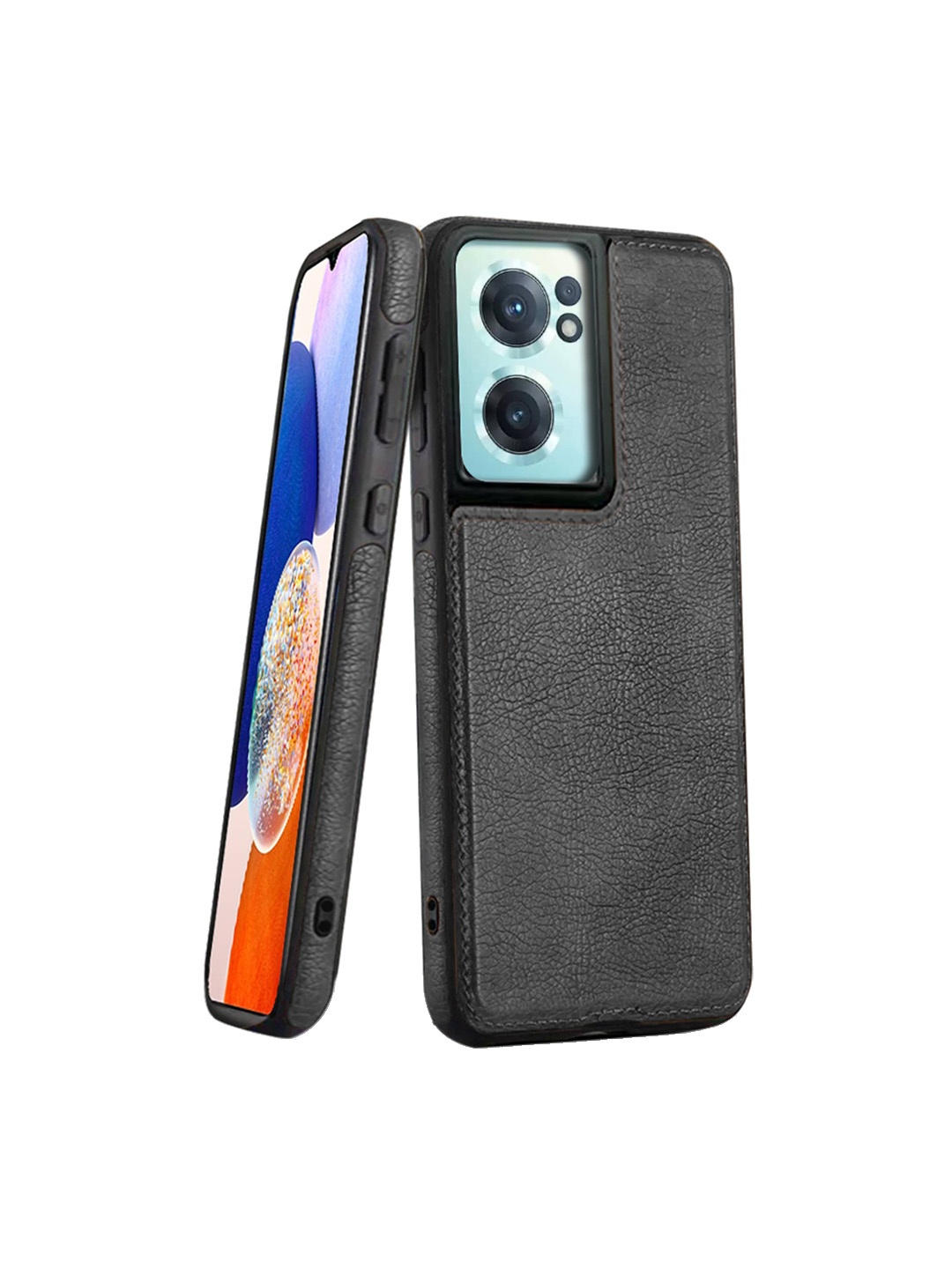 

Karwan Vegan Leather Oneplus Nord CE2 Mobile Back Case, Black