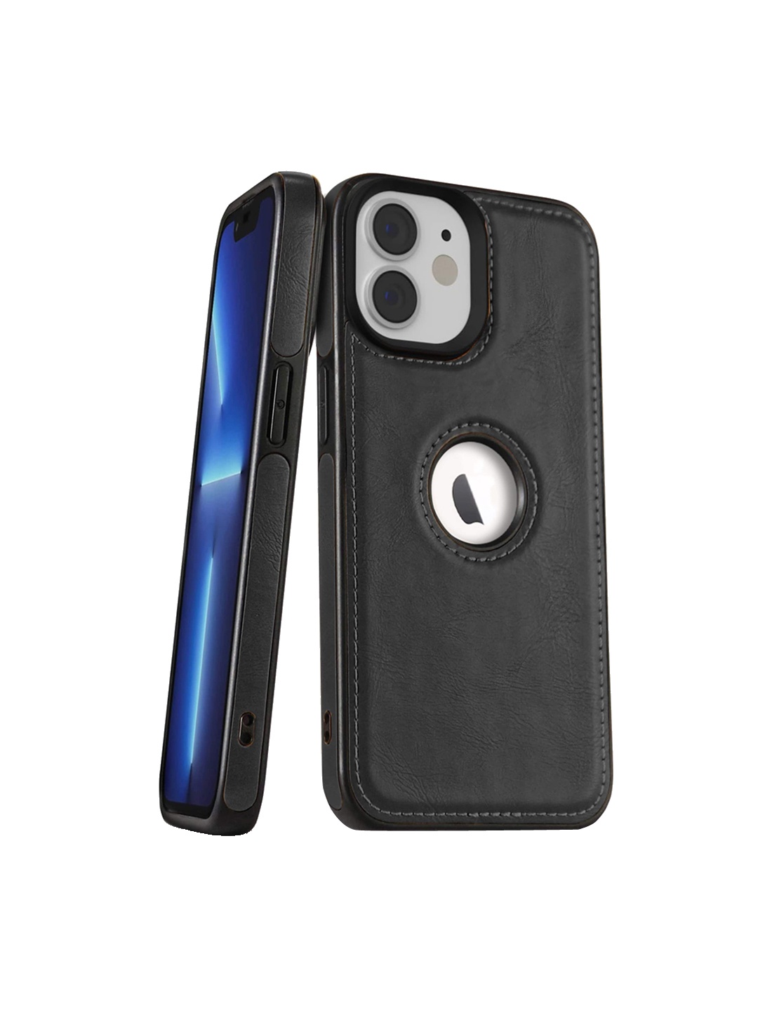 

Karwan Vegan Leather iPhone 12 Mobile Back Case, Black