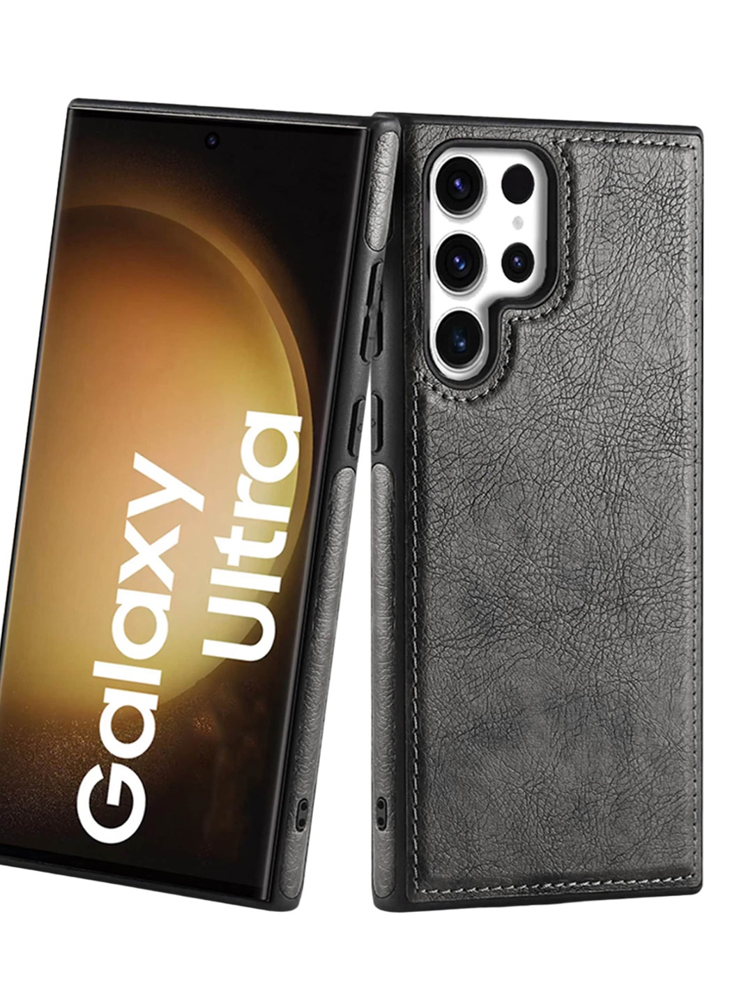 

Karwan Vegan Leather Samsung S22 Ultra Mobile Back Case, Black