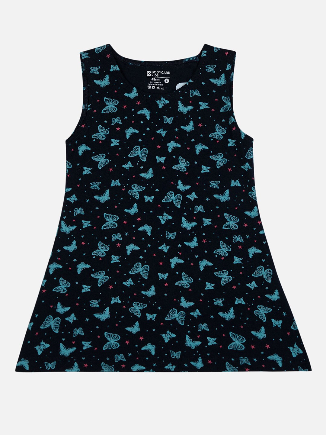 

Bodycare Girls Conversational Printed Cotton T-Shirt Dress, Navy blue