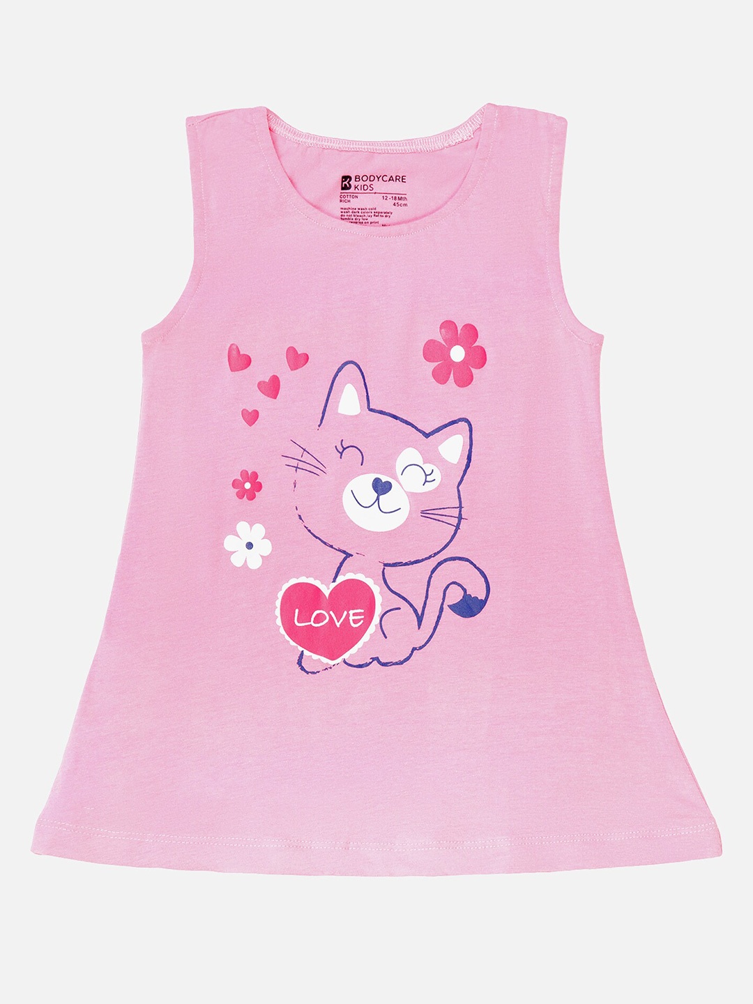 

Bodycare Infant Girls Graphic Printed Cotton T-shirt Dress, Pink