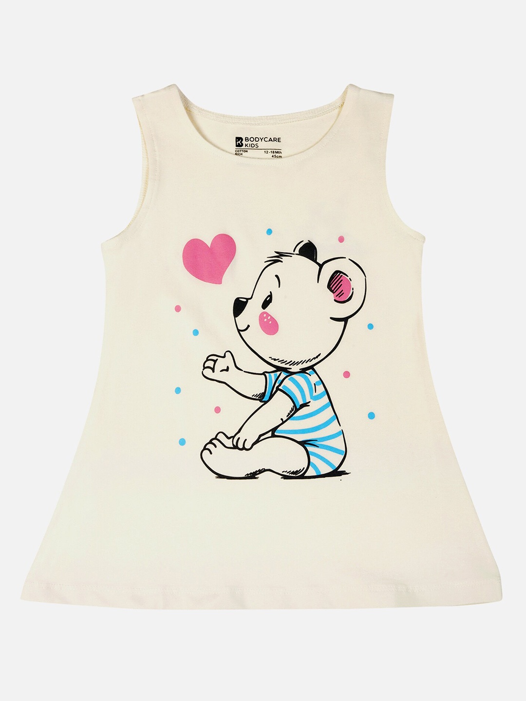 

Bodycare Girls Graphic Print A-Line Cotton Dress, White