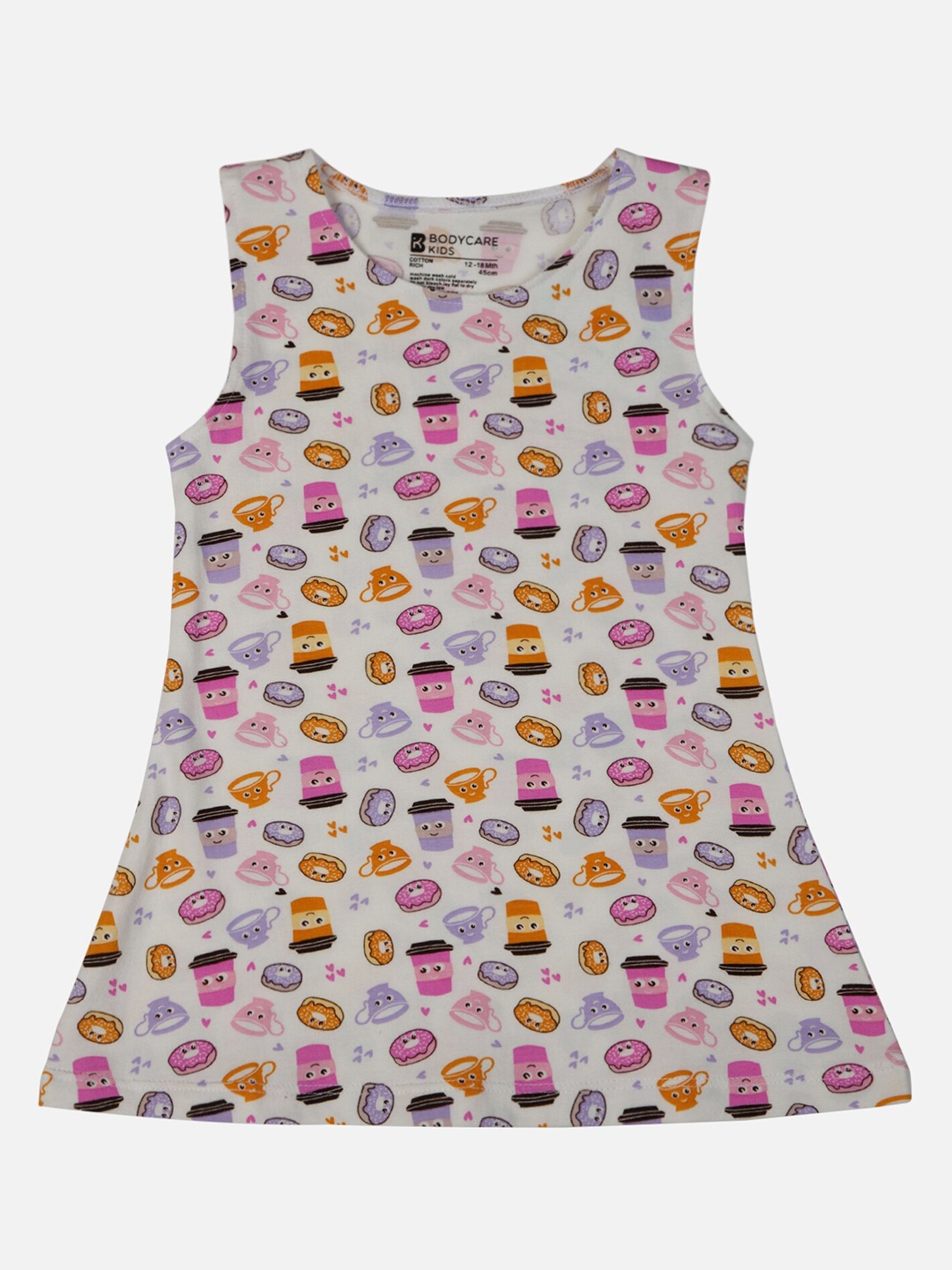 

Bodycare Girls Conversational Print A-Line Cotton Dress, White