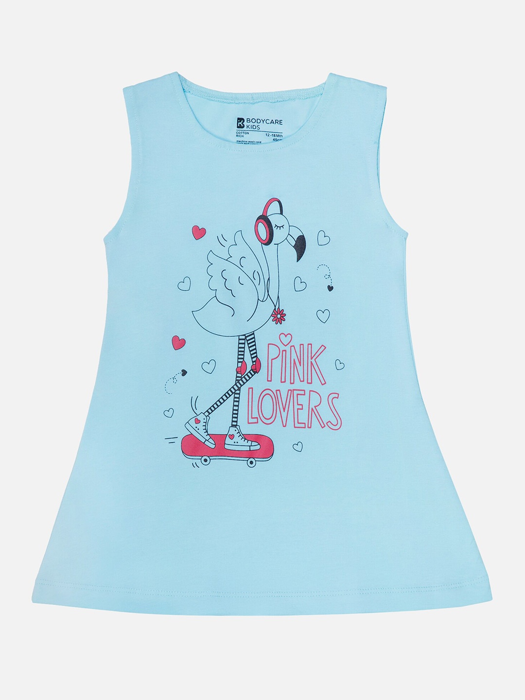 

Bodycare Girls Graphic Printed Cotton A-Line Dress, Blue
