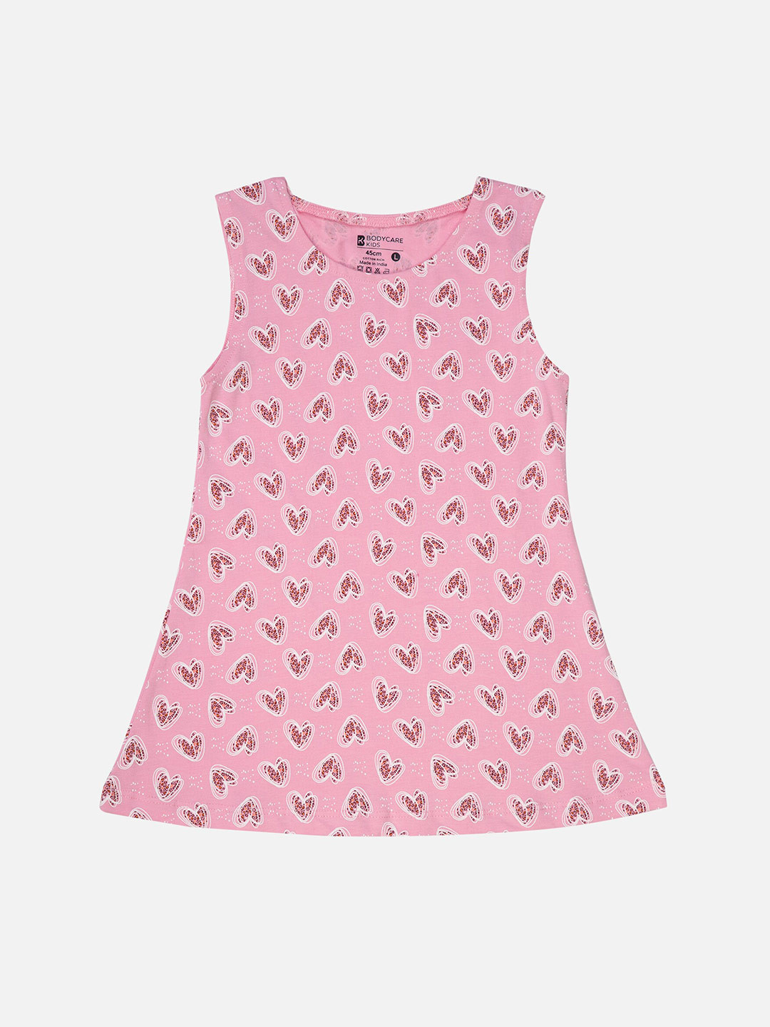 

Bodycare Girls Heart Printed Cotton T-shirt Dress, Pink