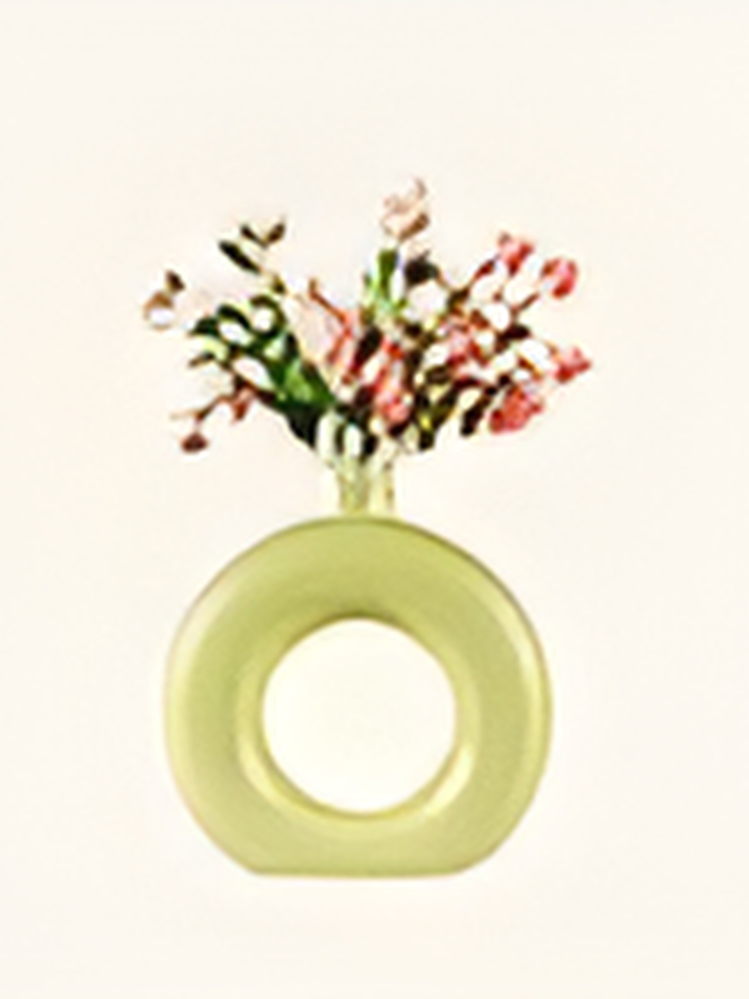 

LASAKI Cream Coloured Donut Shape Ceramic Vase