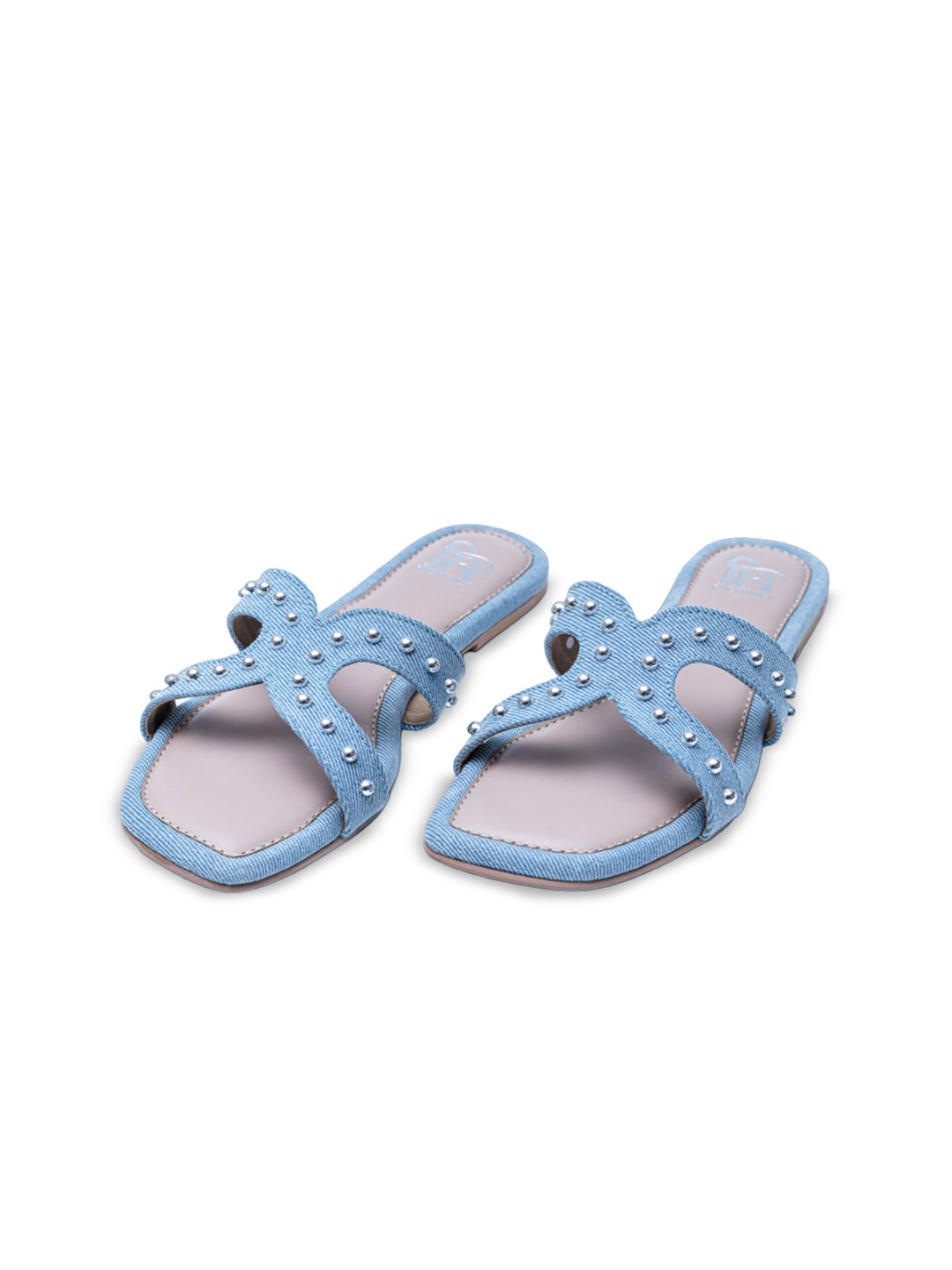 

Dapper Feet-Fancy Nancy Embellished Open Toe Flats, Blue
