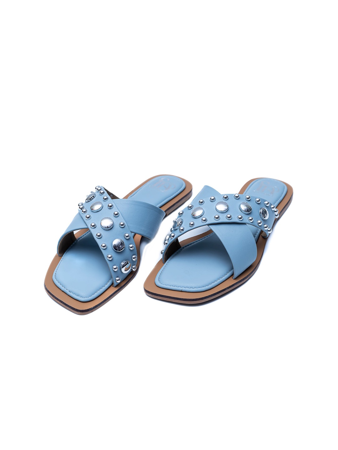 

Dapper Feet-Fancy Nancy Embellished Open Toe Flats, Blue