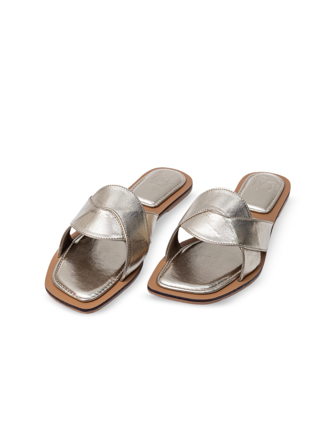 

Dapper Feet-Fancy Nancy No Back Strap Open Toe Flats, Gold