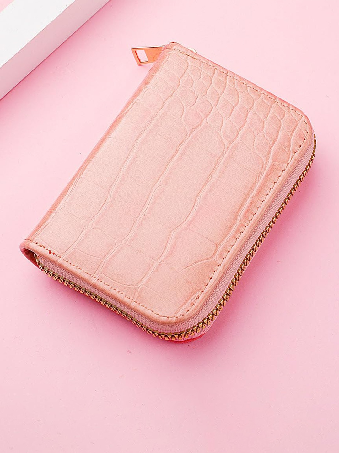 

SYGA Women Textured Leather Card Holder, Pink