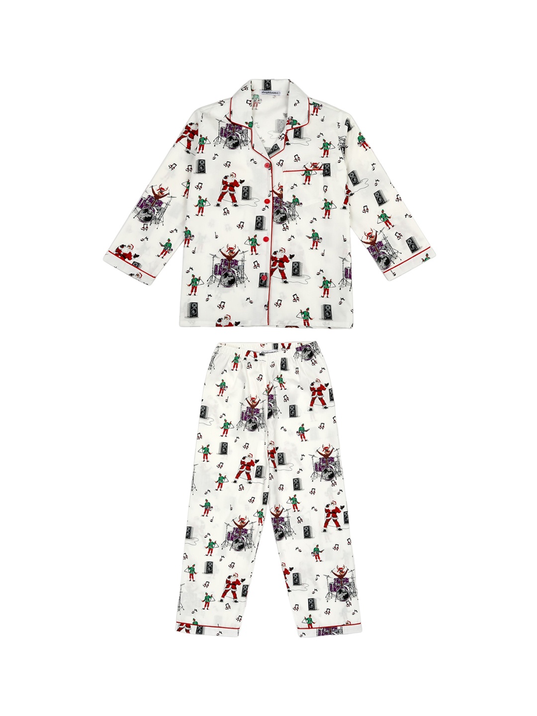 

shopbloom Kids Graphic Printed Pure Cotton Night suit, White