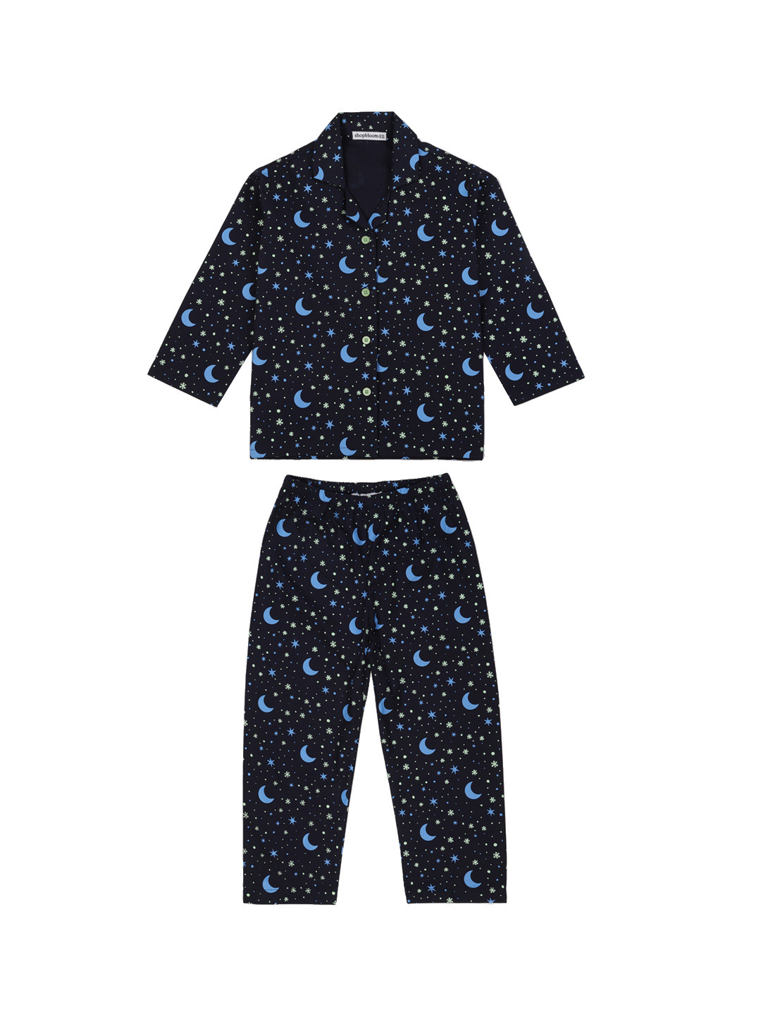 

shopbloom Kids Conversational Printed Pure Cotton Night Suit, Black