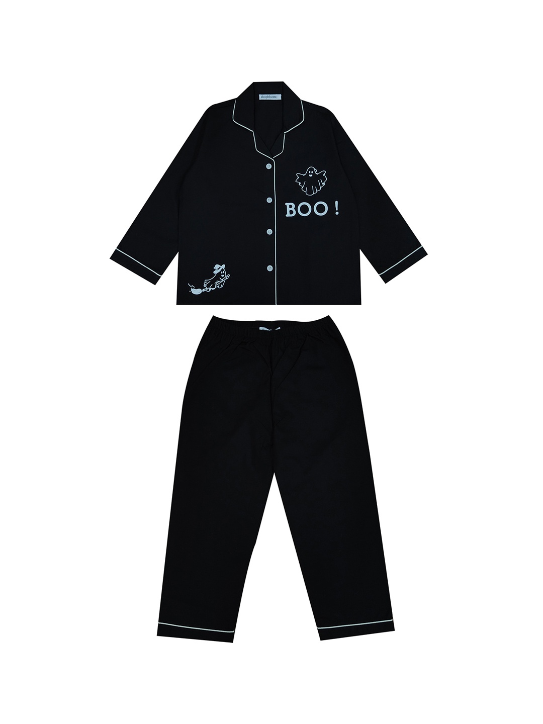 

shopbloom Infant Kids Graphic Printed Pure Cotton Night suit, Black