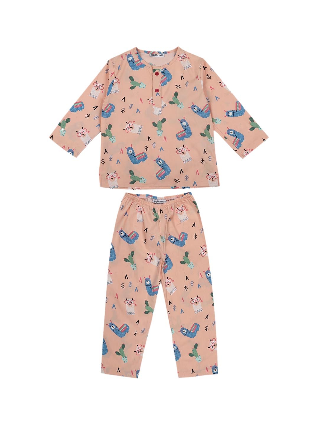 

shopbloom Infant Kids Conversational Printed Pure Cotton Night suit, Pink