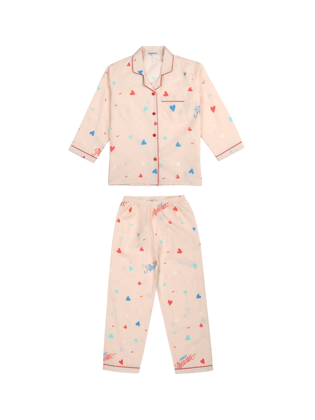 

shopbloom Kids Conversational Printed Pure Cotton Night suit, Beige