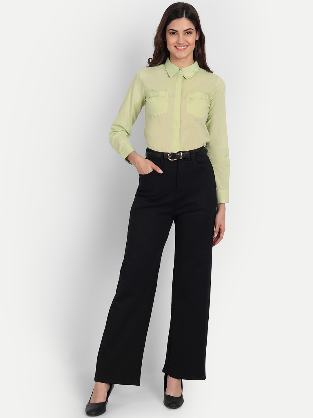 

BROADSTAR Women Smart Loose Fit High-Rise Parallel Trouser, Black