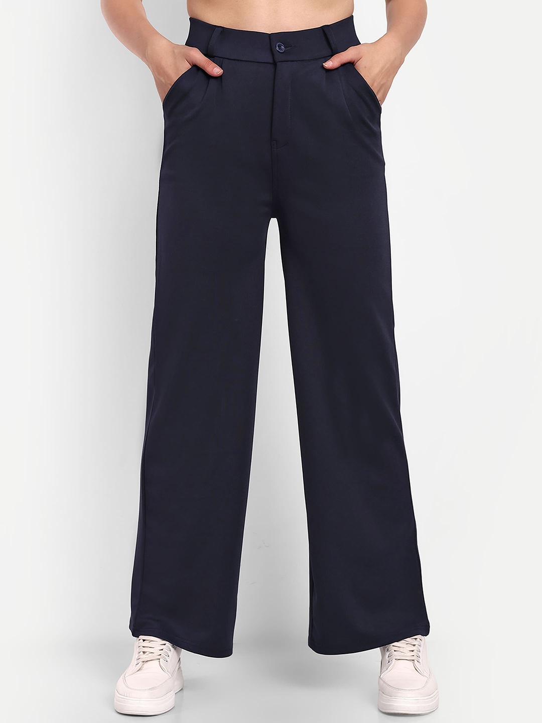 

BROADSTAR Women Pleated Korean Pants, Navy blue