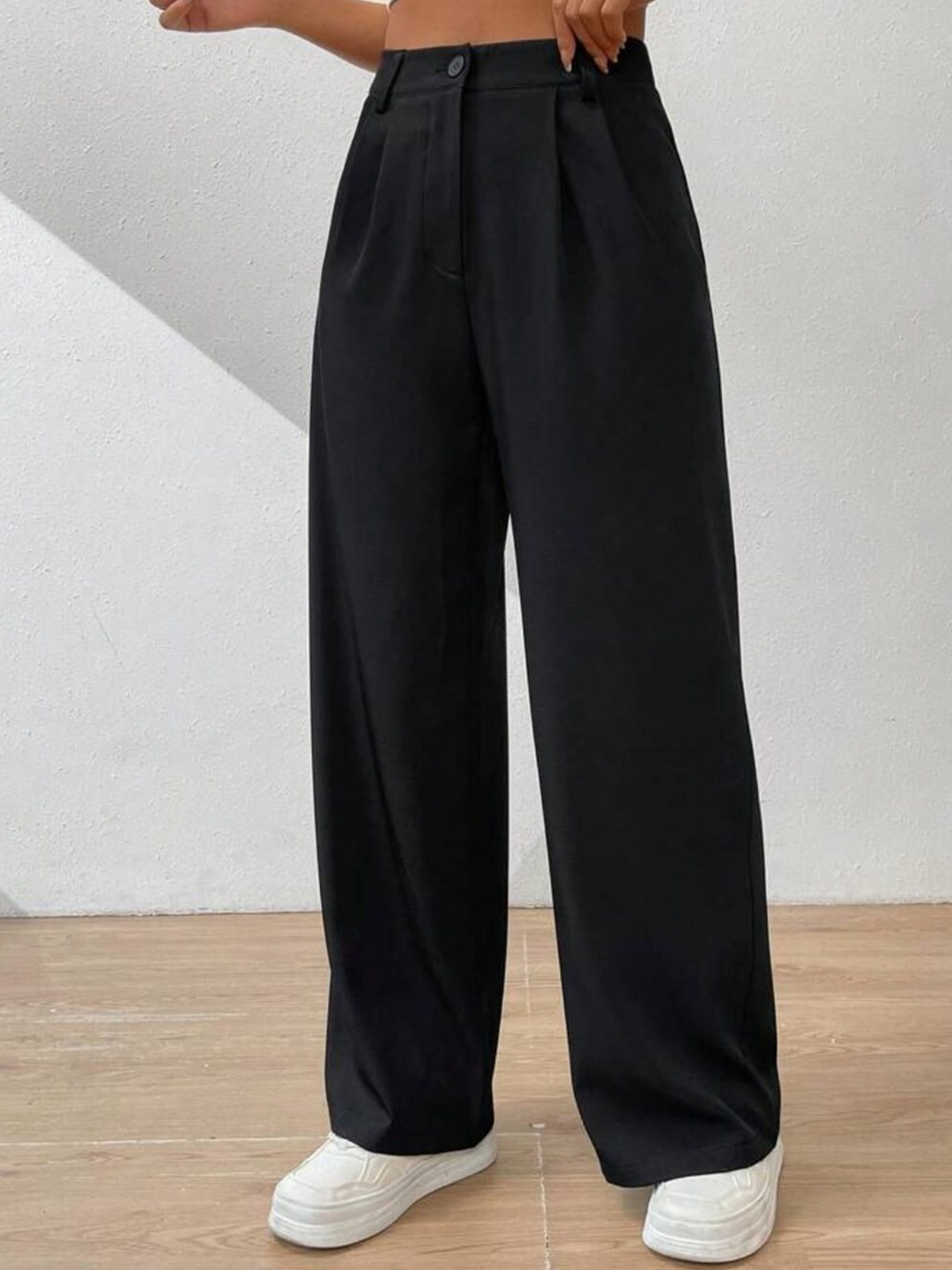 

BROADSTAR Women Pleated Korean Pants, Black